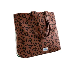 Sac shopping Taxi Brousse - Il Dolce Far Niente - réversible à rayures vertes ou motif léopard