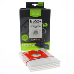 Sacs microfibres adaptable par 4 HEBS52+ pour Aspirateur , DINO ULTRA, MOVEON MINI, SPHERA 1800W NOIR BOSCH, HANSEATIC, SE...