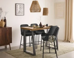 Salinas - lot de 2 chaises de bar - en velours côtelé - gris anthracite - H65 cm - Lisa Design