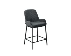 Salinas - lot de 2 chaises de bar - en velours côtelé - gris anthracite - H65 cm - Lisa Design