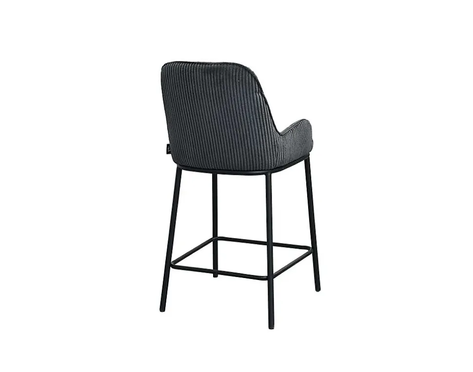 Salinas - lot de 2 chaises de bar - en velours côtelé - gris anthracite - H65 cm - Lisa Design