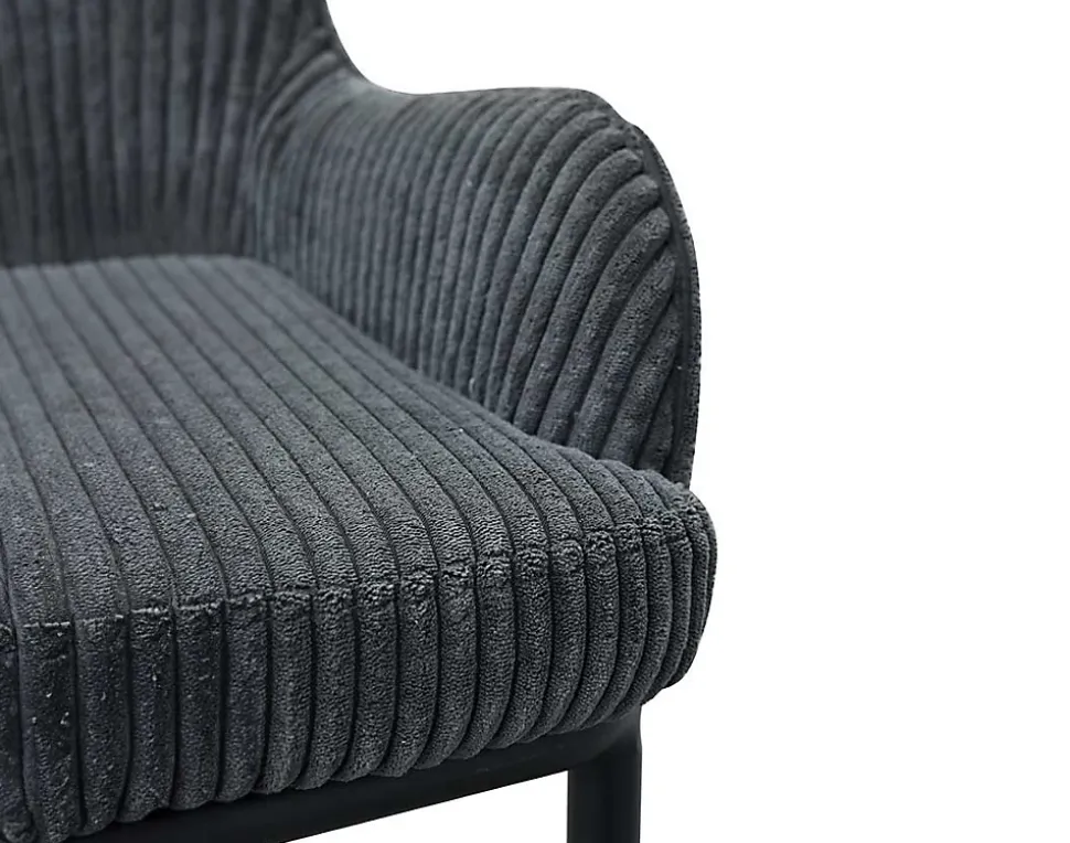 Salinas - lot de 2 chaises de bar - en velours côtelé - gris anthracite - H65 cm - Lisa Design