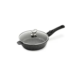 Sauteuse PREMIUM Fonte d'Aluminium Manche Amovible avec Couvercle en Verre - Pradel - Noir - l26- L0.1- P30- h0.1- Fonte d'Alumini