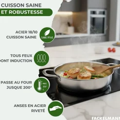 Sautoir 28 cm en inox 18/10 Triply Fackelmann Vita3