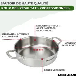 Sautoir 28 cm en inox 18/10 Triply Fackelmann Vita3