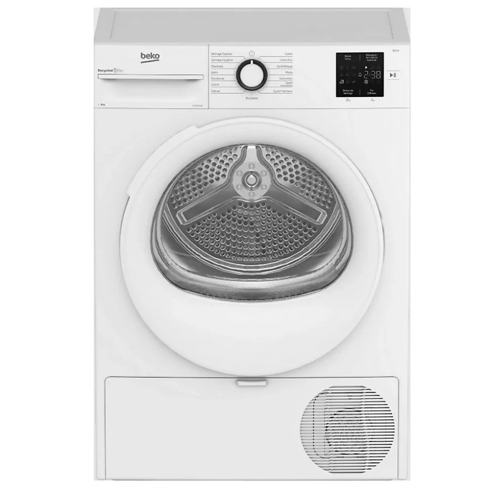 Sèche-linge pompe à chaleur 60cm 8kg blanc Beko D3H18301W b300