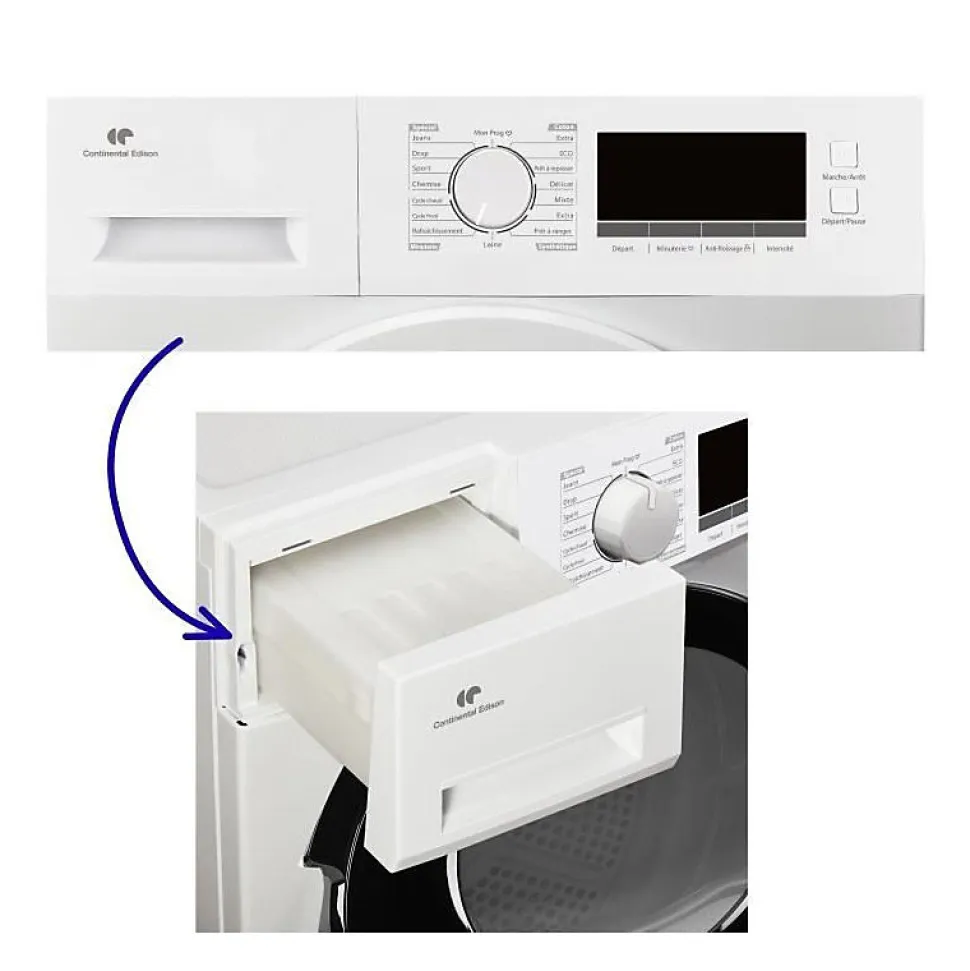 Seche-linge pompe a chaleur CONTINENTAL EDISON CESL8PCWD - 8 kg - 60 cm - Classe D - Blanc