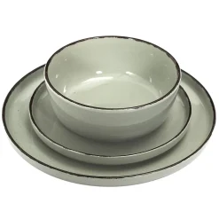 Service à vaisselle 12 pièces en grès vert