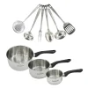 Set 3 casseroles 12 16 et 20 cm en inox et 6 ustensiles inox Fackelmann Geneva