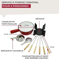 Set à fondue au fromage 2 personnes fonte émaillée Fackelmann