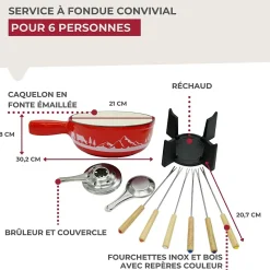 Set à fondue Savoyarde 4 personnes fonte émaillée Fackelmann
