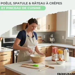 Set chandeleur avec crêpière 26 cm et 3 ustensiles Fackelmann Brandao