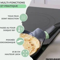 Set chandeleur avec crêpière 26 cm et 3 ustensiles Fackelmann Brandao