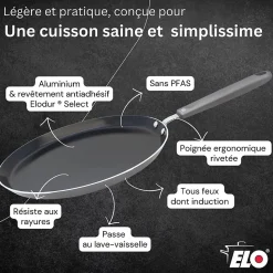 Set chandeleur avec crêpière 26 cm et 3 ustensiles Elo Ducato