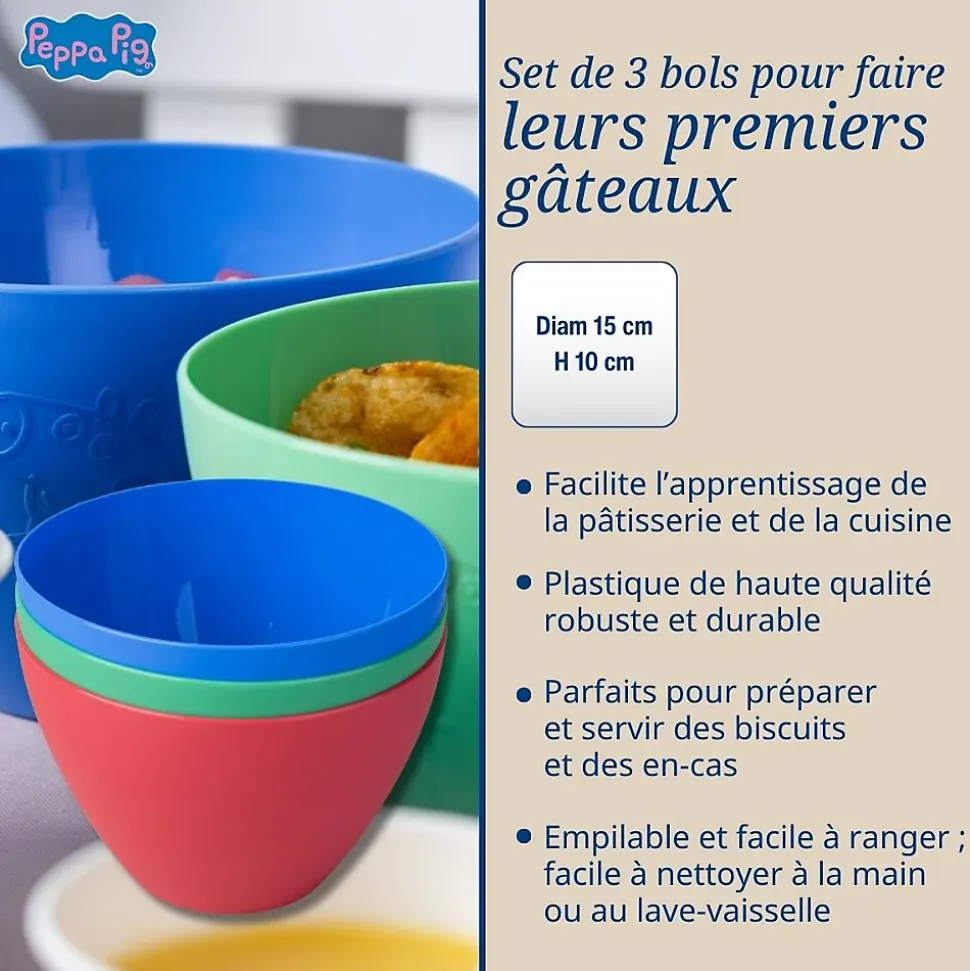Set de 3 bols pour cuisiner avec les enfants Dr. Oetker Peppa Pig