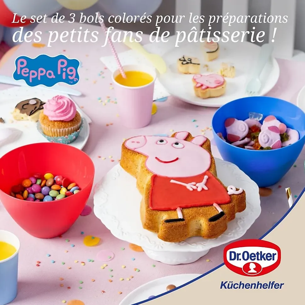Set de 3 bols pour cuisiner avec les enfants Dr. Oetker Peppa Pig
