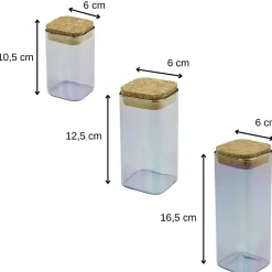 Set de 3 boîtes de conservation en verre avec couvercle 280 ml + 330 ml + 450 ml Tasty Green