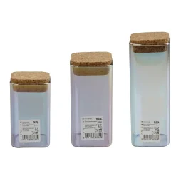 Set de 3 boîtes de conservation en verre avec couvercle 280 ml + 330 ml + 450 ml Tasty Green