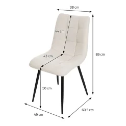 Set de 2 Chaises de Salle à Manger Beige, avec Revêtement en Tissu Polyester et Pieds Métalliques Noirs