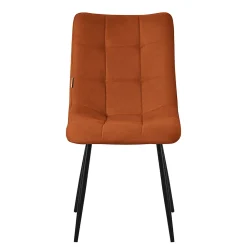 Set de 2 Chaises de Salle à Manger Orange, avec Revêtement en Tissu Polyester et Pieds Métalliques Noirs