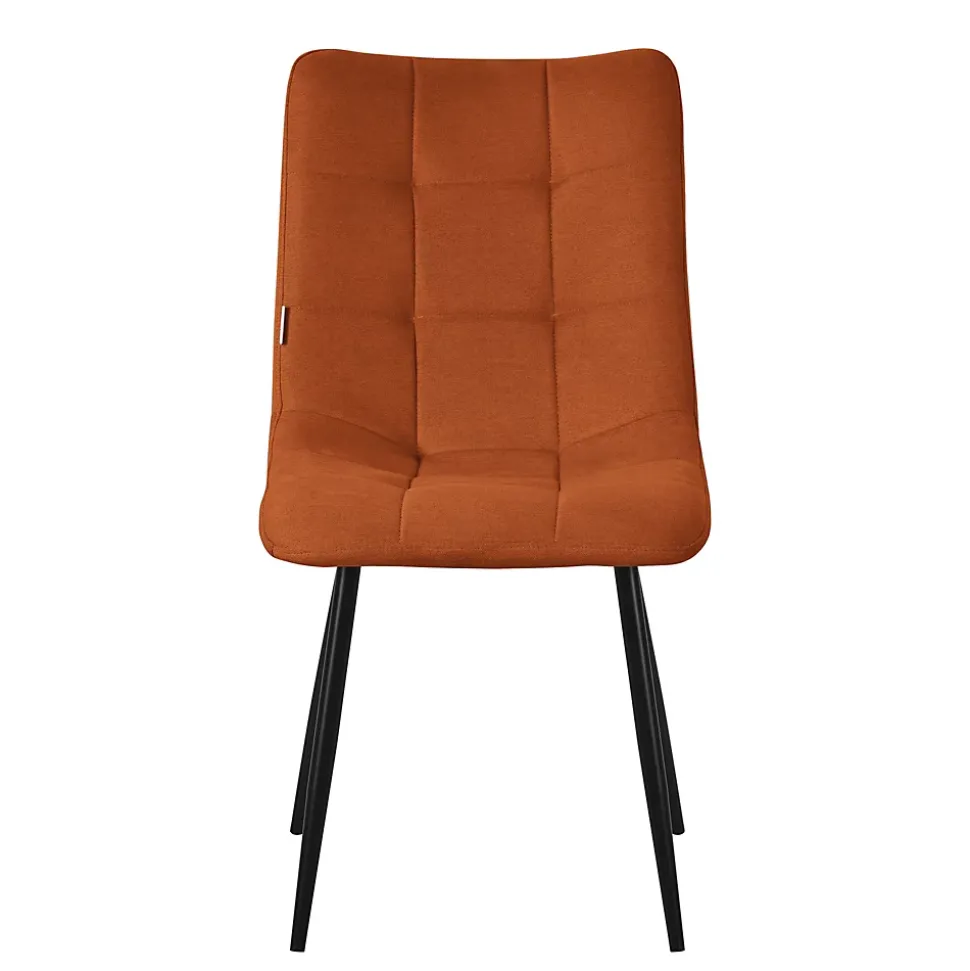 Set de 2 Chaises de Salle à Manger Orange, avec Revêtement en Tissu Polyester et Pieds Métalliques Noirs