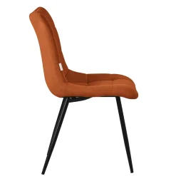 Set de 2 Chaises de Salle à Manger Orange, avec Revêtement en Tissu Polyester et Pieds Métalliques Noirs