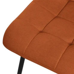Set de 2 Chaises de Salle à Manger Orange, avec Revêtement en Tissu Polyester et Pieds Métalliques Noirs