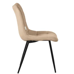 Set de 2 Chaises de Salle à Manger Marron Clair, avec Revêtement en Tissu Polyester et Pieds Métalliques Noirs