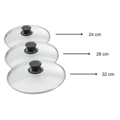 Set de 3 couvercles de cuisson en verre 24 cm 28 cm et 32 cm Elo