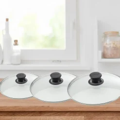 Set de 3 couvercles de cuisson en verre 24 cm 28 cm et 32 cm Elo