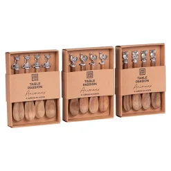 Set de 4 cuillères Acacia animaux 12.5 cm (1 modèle aléatoire)