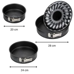 Set de 2 moules à manqué et 1 moule à manqué et savarin diamètres 20, 24 , 28 cm Zenker Black Metallic