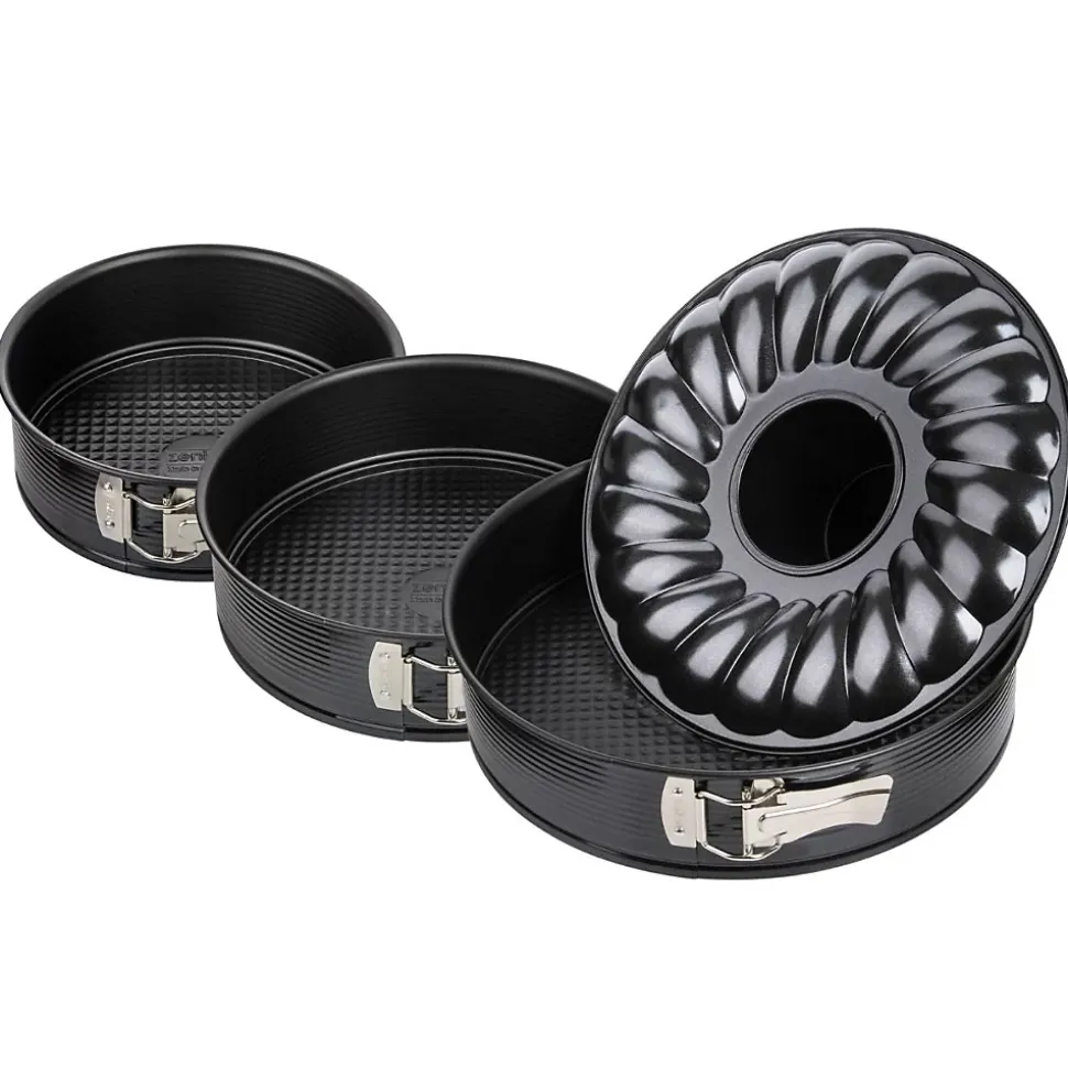 Set de 2 moules à manqué et 1 moule à manqué et savarin diamètres 20, 24 , 28 cm Zenker Black Metallic