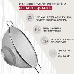 Set de 2 passoires inox 20 cm et 26 cm Fackelmann