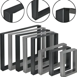 Set de 2 pieds de meuble Makers rectangulaires pour table basse gris acier 64 x 40 cm en.casa