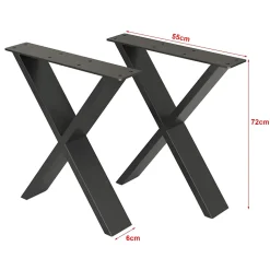 Set de 2 pieds de table Maribo forme X en acier 72 x 55 x 6 cm en.casa