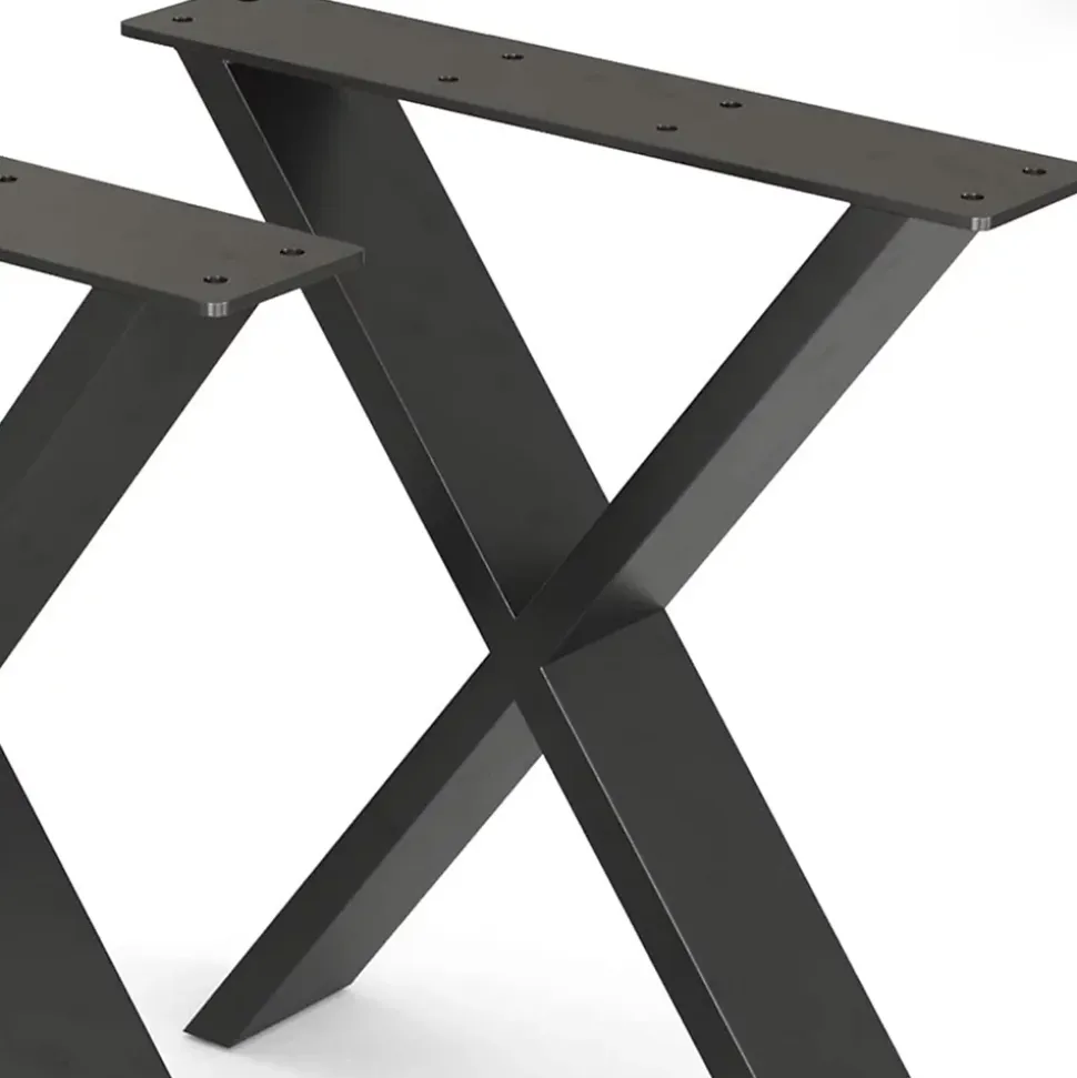 Set de 2 pieds de table Maribo forme X en acier 72 x 55 x 6 cm en.casa