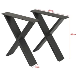 Set de 2 pieds de table Maribo forme X en acier 42 x 40 x 6 cm en.casa