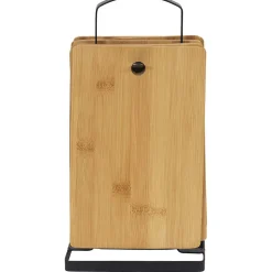 Set de 6 planches à découper en bambou avec socle en métal