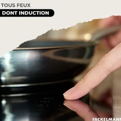 Set de 1 poêle de 28 cm en inox et couvercle en verre Fackelmann Eterna