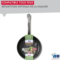 Set de 3 Poêles 24, 28 et 32 cm céramique sans PFAS et 3 couvercles Profi Therm Platinum Elo