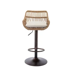 Set de 2 tabourets de bar modernes avec hauteur réglable et repose pieds Pour cuisine salle à manger Beige