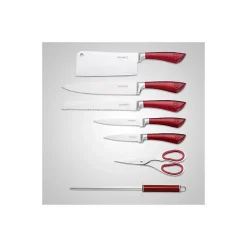 Set De Couteaux Avec Support 8 Pieces Royaltyline RLKSS804-RED