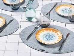 Set de table ovale - 6 pièces - Feutre recyclé gris