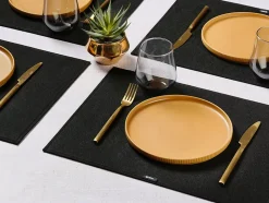 Set de table rectangulaire - 6 pièces - Feutre recyclé noir