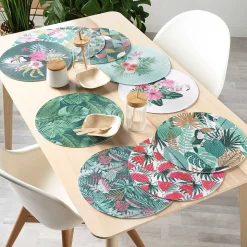 Set de table rond ambiance Flamingo