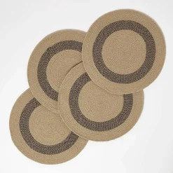 Set de table rond en coton beige, lot de 4 - HOMESCAPES