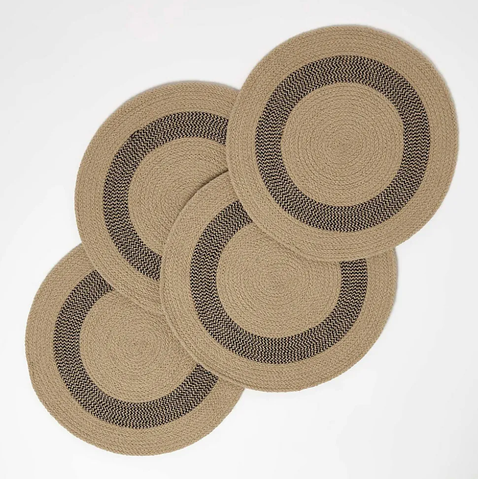 Set de table rond en coton beige, lot de 4 - HOMESCAPES