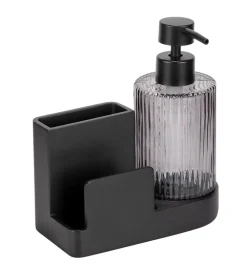 Set distributeur de savon, porte éponge, noir, Pina