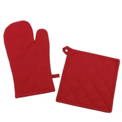 Set gant + manique unis 100% coton